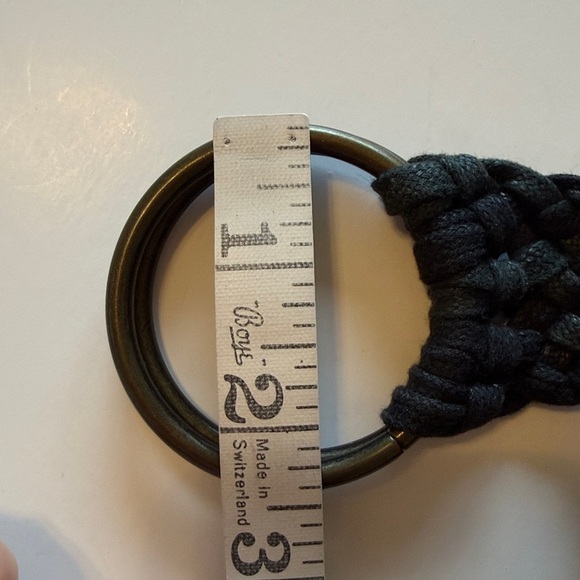 Handmade woven belt with tassle, black, coated cotton rope, size M main image 5